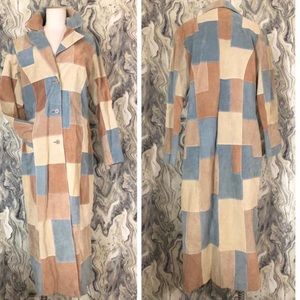 Wilsons Leather Blue Tan Maxima Patchwork Coat